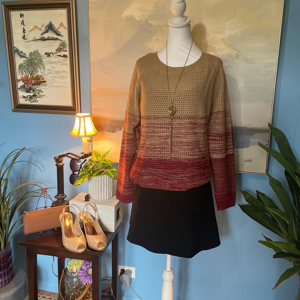 Gradient Brown and Red Women's Sweater